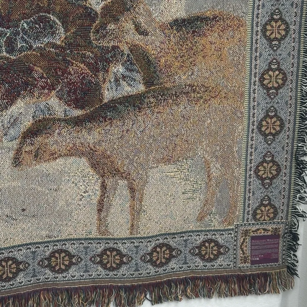 VTG American Weavers Woven Throw Blanket Wall‎ Hanging Tapestry Christian Jesus